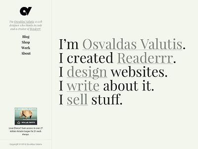 osvaldas.info redesign clean freelancer huge type paper personal portfolio simply typography web design website