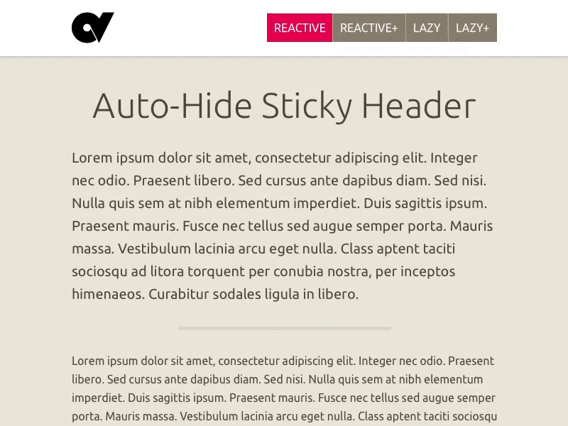 Auto-Hide Sticky Header animation auto hide css gif header html javascript jquery scroll sticky tutorial