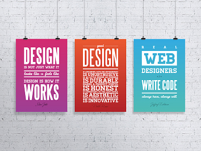 Design quote posters design dieter rams gradient inspiration jeffrey zeldman poster print quote steve jobs subtle typography