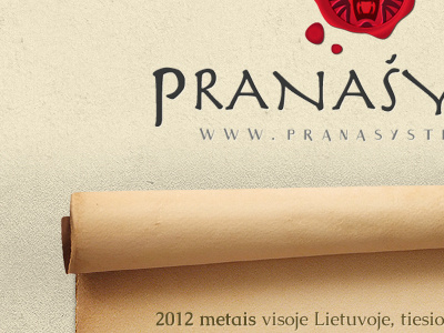 "Pranašystės" (prophecy) landing page fragment #1