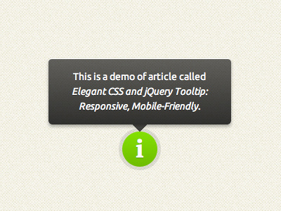 Elegant CSS and jQuery Tooltip: Responsive, Mobile-Friendly css html javascript jquery mobile responsive tip tooltip