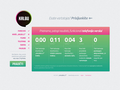 KALBU.LT homepage realigned colors css css3 gradients green homepage html kalbu pink web design website