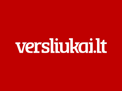 Versliukai.lt logo domain name lettering letters lithuanian logo plain red simple startup typography versliukai white wordmark