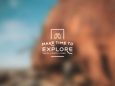 Make Time To Explore binoculars cool r flat icon logo simple travel typography