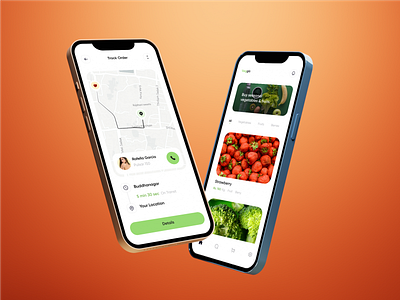 Grocery Delivery App UI 3d app appdesign delivery design food food delivery food order fruits grocery iphone location map minimal mobile mockup ui uiux ux vegetables