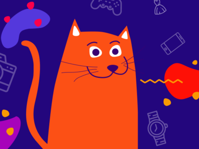 Illustration for discount market art banner banner design cat charachter concept creative cute illustration vector