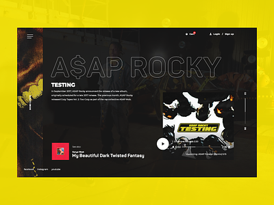 HoboLunch asap rocky black design inspiration landing page music ui ux web web application web desgin webpage design website yellow