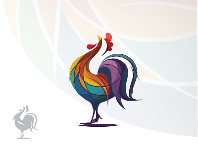 Rooster Logo animal bird branding cock colorful farm hen icon illustration logo logo design nature rooster rooster logo