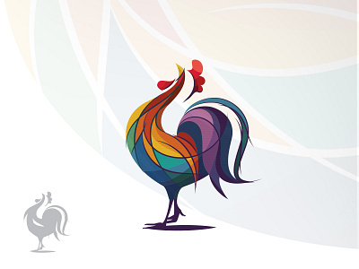 Rooster Logo animal bird branding cock colorful farm hen icon illustration logo logo design nature rooster rooster logo