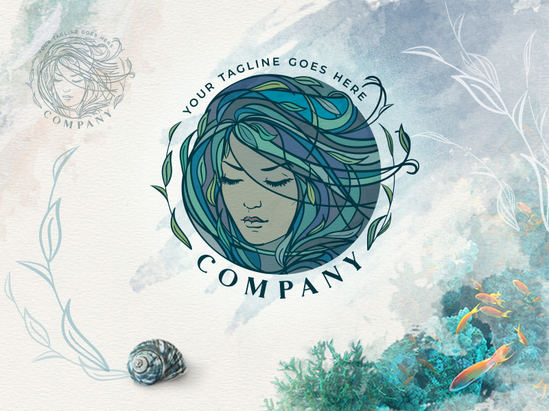 Mermaid Logo beauty logo illustration design branding icon mermaid ocean algae sea cosmetics