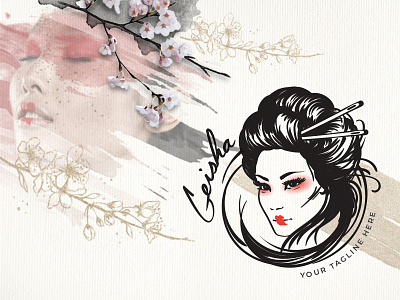Geisha Logo beauty branding cosmetics culture design geisha girl icon illustration japan logo logo design typography vector