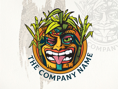 Tiki Mask Logo branding colorful culture design fun head icon illustration island logo logo design mascot mask nature smile tiki totem vector wink