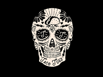 Taco Tues Skull Illustration illustration sugar skull tacos toronto