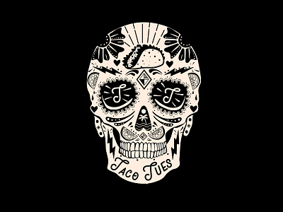 Taco Tues Skull Illustration