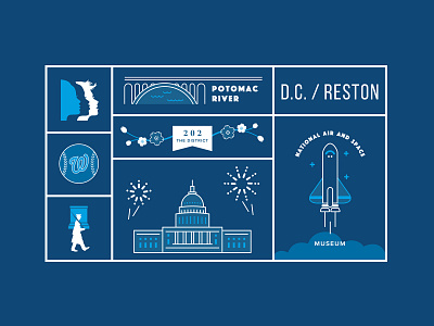 Where We Work - Reston/DC baseball branding bridge capital dc design flower illustration space vector washington dc