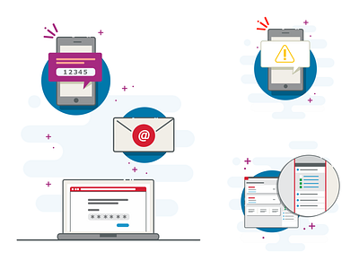 Banking Icons alert app bank blue branding data icon illustration purple red smoke ui vector