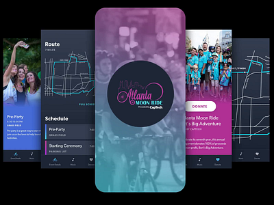 Atlanta Moon Ride accessibility animation app atlanta blue branding bycicle cycling design donate map nonprofit typography ui ux