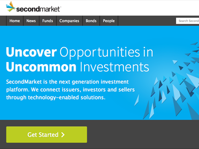 SecondMarket Homepage css homepage html ux web design