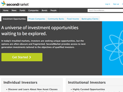 SecondMarket Marketing Page css html ux web design