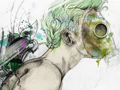 At the End Only Nature will Survive dystopia future gas mask illustration nature