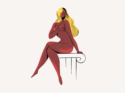 Naked character design drawing girl illustration procreate vector