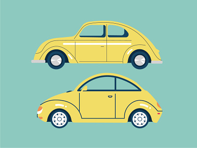 Beetle evolution cars clean drawing illustration vector