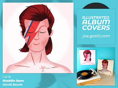Illustrated Album Covers - Aladdin Sane by David Bowie album art album cover design illustration illustrator vector vinyl record