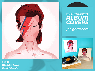 Illustrated Album Covers - Aladdin Sane by David Bowie