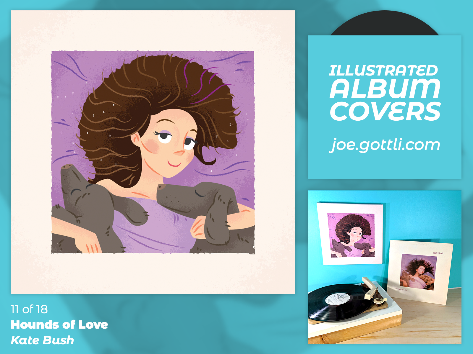 Illustrated Album Covers - Hounds of Love by Kate Bush by Joe