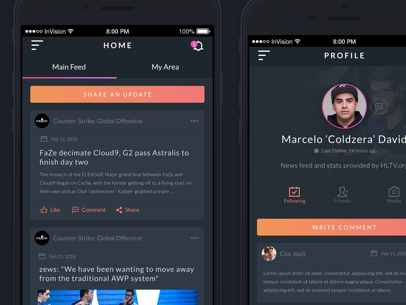 esports app concept by Lucas Loyola on Dribbble