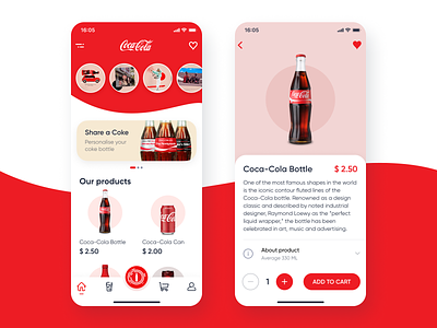 Coca-Cola App Concept app app design coca-cola concept design mobile mobile app mobile app design mobile ui user experience user experience design user interface user interface design