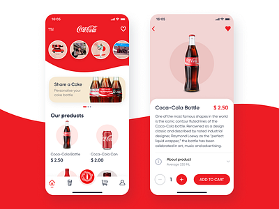 Coca-Cola App Concept app app design coca cola concept design mobile mobile app mobile app design mobile ui user experience user experience design user interface user interface design