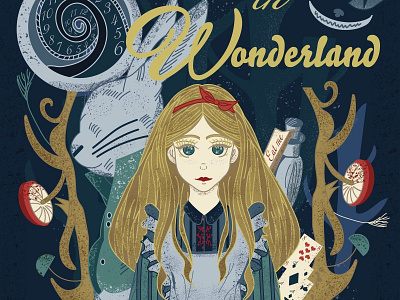 Alice In Woderland cover art cover artwork cover book cover design design illustator illustration typography vector vector artwork