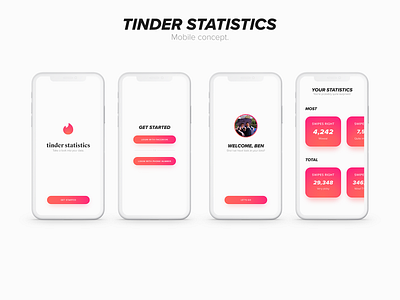 Tinder Statistics Concept App app design minimal mobile ui