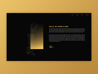 Portfolio "About" page design dark design gold minimal portfolio ui ux webdesign