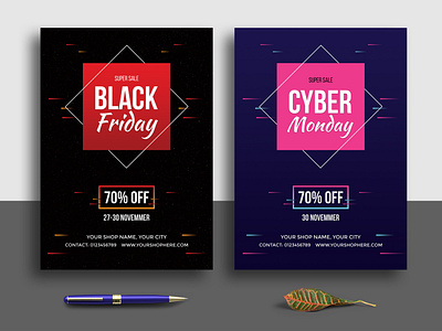 Black Friday Cyber Monday Flyer advertisement big sale black friday black friday flyer cyber monday cyber monday flyer flyer marketing promotion sale sale offer winter sell year end sale