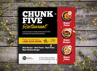 Restaurant Menu Social Media Banner advertisement branding marketing menu promotion restaurant restaurant menu sale social media social media design