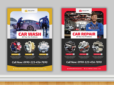 Car Wash Auro Repair Flyer advertisement auto detailing auto repair automobile automotive branding car detailing car flyer car sales car spray car wash change oil clean cleaning engine exhaust fix garage inspection mechanic