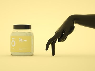 Package. No sugar Nutrition 3d black branding design glass hand illustration minimal package typogaphy yellow