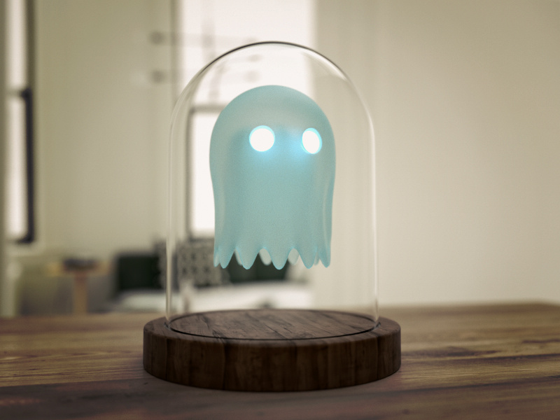 Ghost under Glass pacman dome spooky glass character octane render octane cinema4d c4d 3d ghost