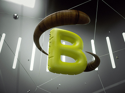 The "B" 3d c4d cgi cinema4d inflatable letter modeling octane render