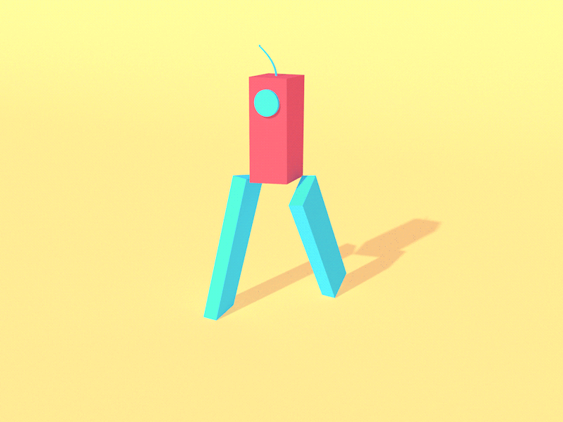 The pink robot. 3d animation c4d cinema4d cube gif hypnotic loop minimal robot walk