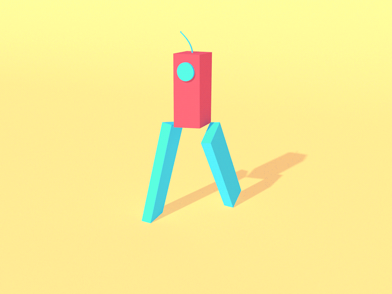 The pink robot. minimal robot walk hypnotic loop animation cinema4d c4d 3d cube gif