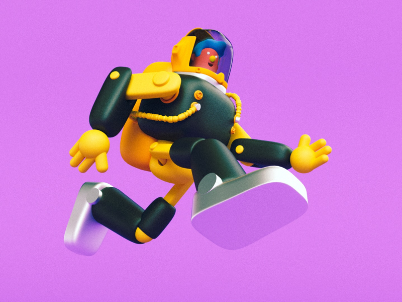 Spaceman sprint exoskeleton suit helmet space modeling toy jump astronaut pink 3d design octane cinema 4d c4d character