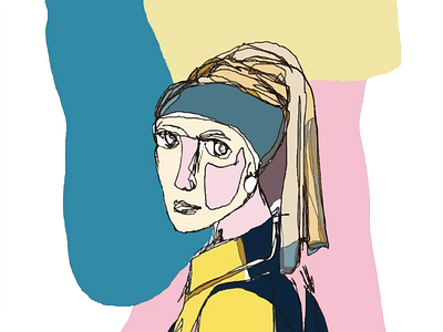 The Girl With The Pearl Earring- Abstract Sketch