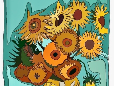 Sunflowers-Van Gogh abstract design icon illustration van gogh