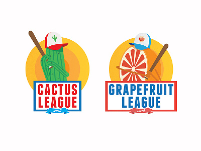 MLB Spring Training badge baseball cactus grapefruit illustration logo mlb