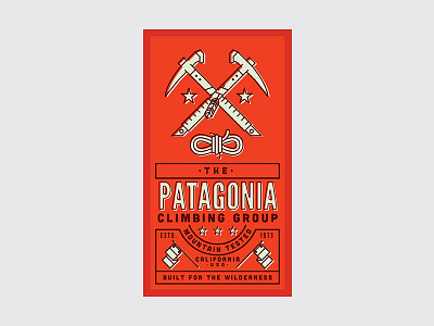 Patagonia Climbing Group badge design illustration logo mountain patagonia typography