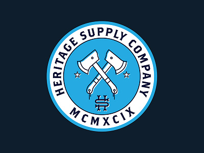 Heritage Supply axe badge blue branding heritage illustration logo supply suppy