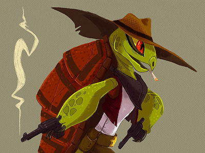 Slick Sal The Slinger character design concept art conceptual cowboy turtle